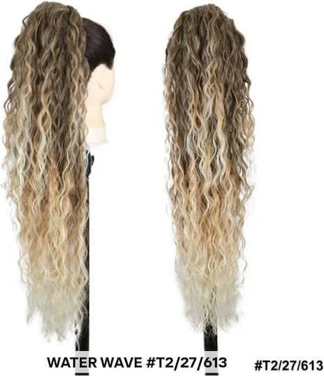 Ponytail Synthetic Hair Kanekalon High Quality Comb-in Weft Water Wave Chestnut Ombre #t2 27 613 71cm