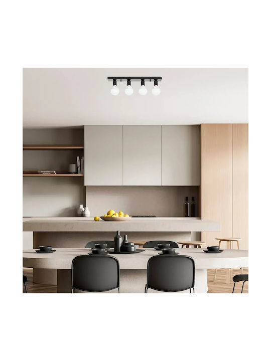 Ceiling Light Miro 4 Lights Elegant Classic Style Glossy Black 60x10cm