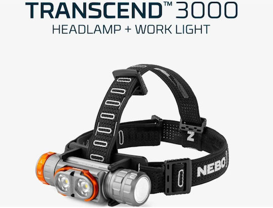 Nebo Rechargeable Headlamp LED IPX7 with Maximum Brightness 3000lm Transcend