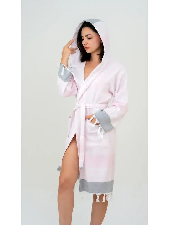 Women's Hooded Bathrobe Open White S Xxl L Xl