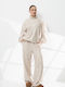 Women's Beige Set with Pants in Loose Fit Leopard