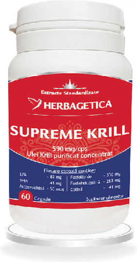 Supreme Krill Omega 3 Forte Supliment Alimentar Herbagetica 60 Capsule
