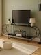 Mobilier Minimal Stand TV Negru Metalic Rafturi Negru 161×37×55 Cm