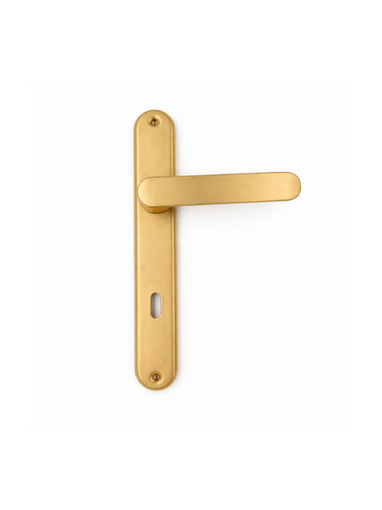 Finetto Lever Middle Door with Plate Art.026a813 Pair (Center Distance 75mm) Gold Matte