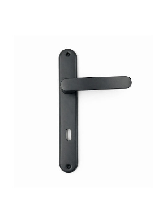 Finetto Lever Front Door with Plate Left Art.026a813 (Center Distance 75mm) Anthracite