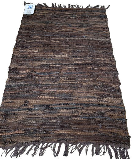 Sidirela Sidi Home Teppich Rechteckig Leder mit Fransen Coffee