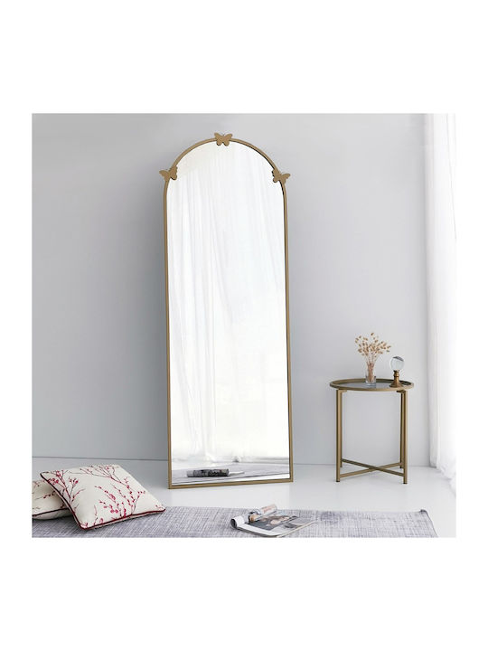 SteweHome Oglindă Arcuită cu Cadru Metalic Aurit 180x65cm