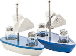 Metano 4-Piece Blue Boat Salt and Pepper Shaker Set