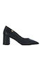 Leder Pumps mit mittelhohem Absatz Blau