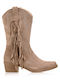 Wildleder Damenstiefel Cowboy mit mittlerem Absatz Braun