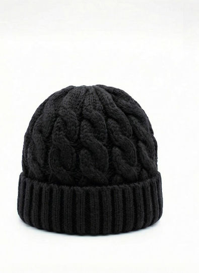 Beanie Männer Beanie mit Strickmuster in Schwarz Farbe