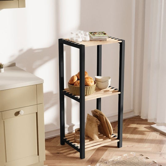 FixWood Επιδαπέδια Ραφιέρα Μπάνιου Ξύλινη 37x29x79cm Μαύρη