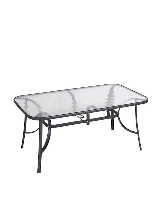 Denim Outdoor Dinner Foldable Metal Table Anthracite 150x90x71cm