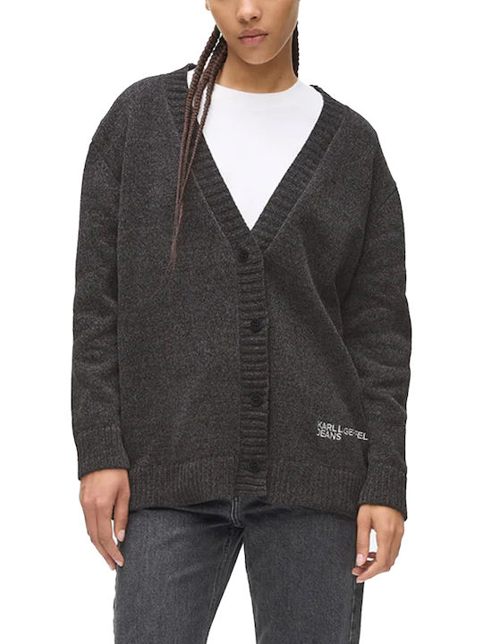 Kurze Gestrickte Strickjacke für Damen mit Knöpfen Braun