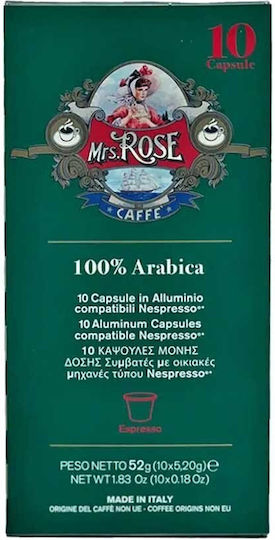 Mrs Rose Κάψουλες Espresso Συμβατές με Μηχανή Nespresso 10caps