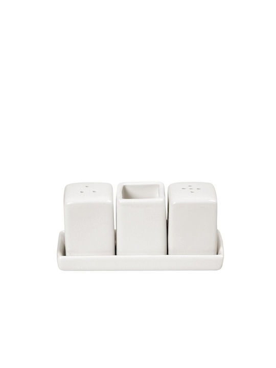 Atlas Melamin Salt and Pepper Set Porcelain with Stand 2pcs