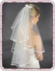 White Bridal Veil Satin Edges Long Up To Waist Rita