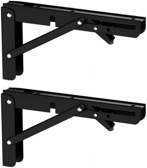 Foldable Stainless Steel Corner Shelf Black 2pcs QD410V