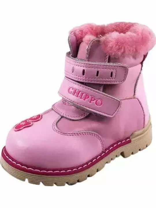 Chippo Δερμάτινες Παιδικές Μπότες Ροζ