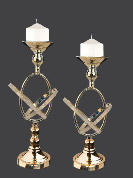 La Vista Set of Candle Holders Metal 2pcs Various Colors