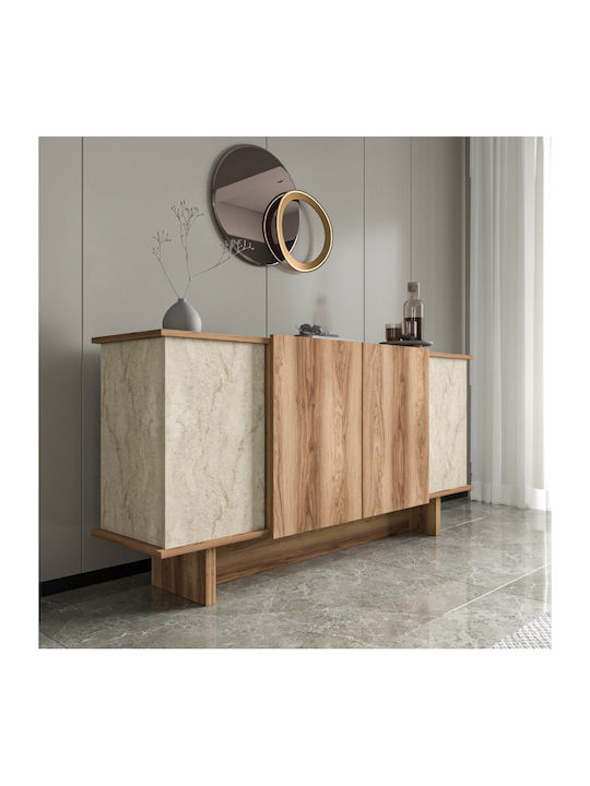 Bufet Din Lemn Design Modern Spații De Depozitare Marmură Crem 180x40x64cm