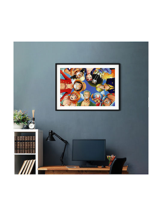 Poster One Piece Straw Hat Pirates Crew An169 30cm X 40cm Κορνίζα Φυσικό Ξύλου Μπεζ