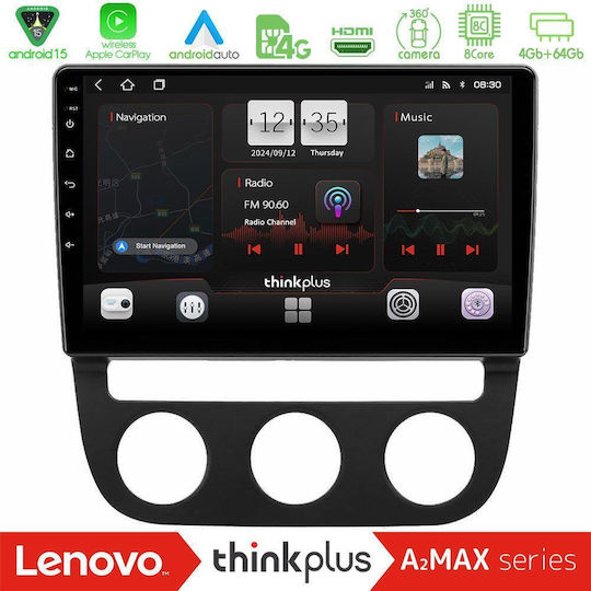 Lenovo Ηχοσύστημα Αυτοκινήτου για Volkswagen Jetta 2005 2010 με A/C (Bluetooth/USB/AUX/WiFi/GPS/Apple-Carplay/Android-Auto) με Οθόνη Αφής 10"