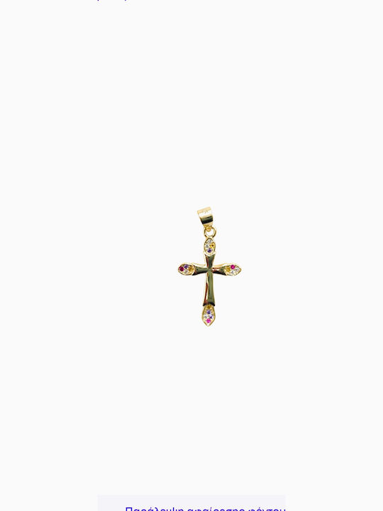 Silver Gold Plated Cross Chain Zircon Silver 925