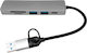 Andowl USB-Hub 6 Anschlüsse USB 3.0 mit USB-A Anschluss Grau