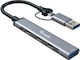 Equip USB Hub 4 Ports USB 3.2 with USB-A / USB-C Connection Gray