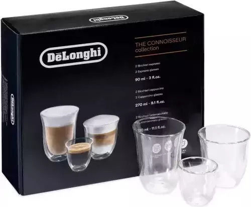 De'Longhi Latte Macchiato Mug Ceramic Transparent 90ml 2pcs