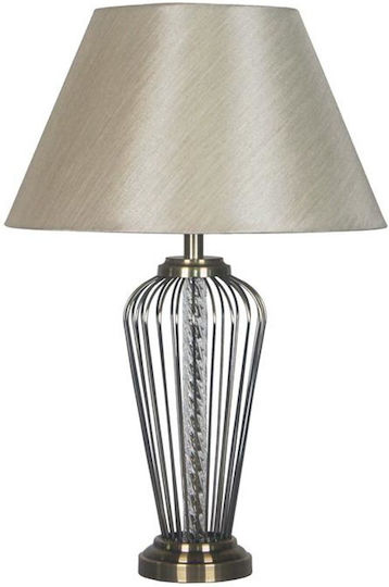 Fylliana Fl24623 Sticlă Lampă de masă pentru Soclu E27 cu Abajur Transparent și Bază