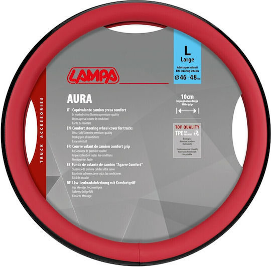 Lampa Car Steering Wheel Cover with Diameter 46-48cm Synthetic Red with Red Stitching