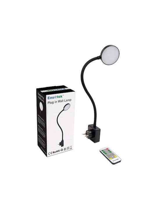 Гъвкава LED Лампа Enuotek *5453106 8865-48 4W 350lm 4000K Дистанционно Управление Регулируема Водоустойчива IP20 Стомана Пластмаса Черна Ø 7.5 X 48.5 см