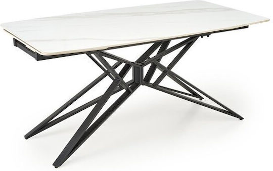Houston 2089 Table Dining Room Extendable with Marble Surface White Marble, Black 160(+80)x91x76cm
