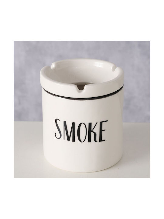 Кенче За Пепел Smoke H10cm D9cm Бяло Черно Керамично