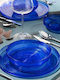 Glass Dinnerware Set 18 Pieces Blue Set for 6 People 26x26cm