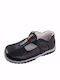 Kids Leather Ballerinas with Hoop & Loop Closure Black