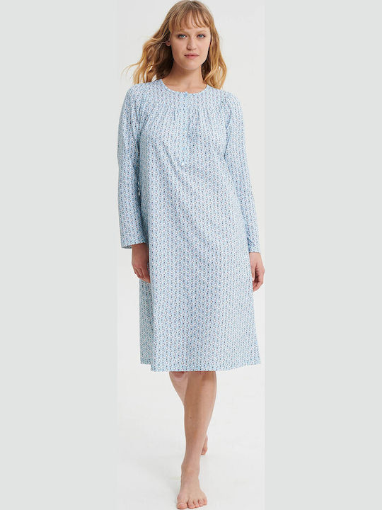 Vamp Winter Damen Nachthemd Blau