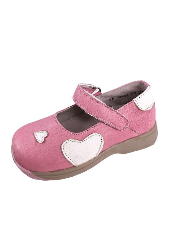 Παιδικές Μπαλαρίνες mit Bügel- und Schleifenverschluss Leder Rosa