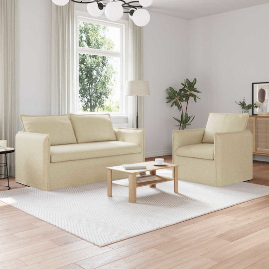 Living Room Furniture Set 2-Seater & Armchair Beige