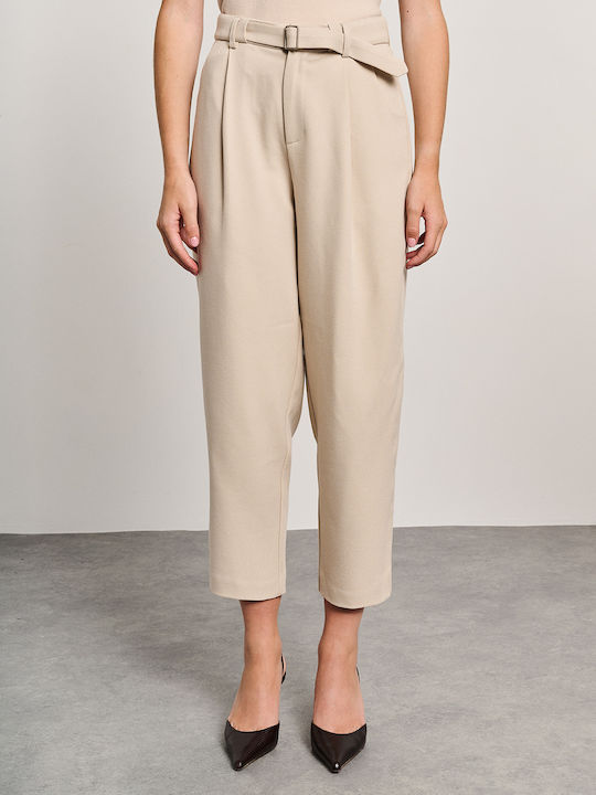Olivia Women's High-waisted Fabric Trousers Off White