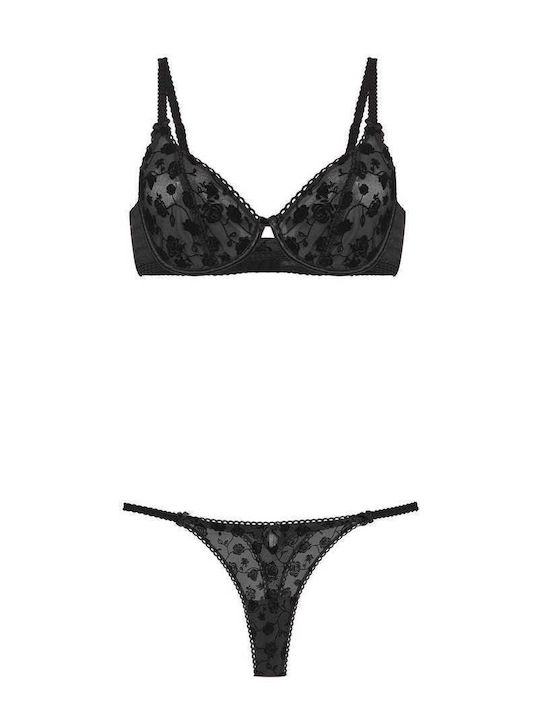 Celestino Damenunterwäsche-Set Mit Spitze Schwarz