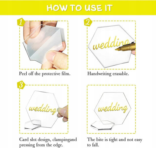 Acrylic Table Signs Wedding Table Decoration 25 Pieces + Gold Marker