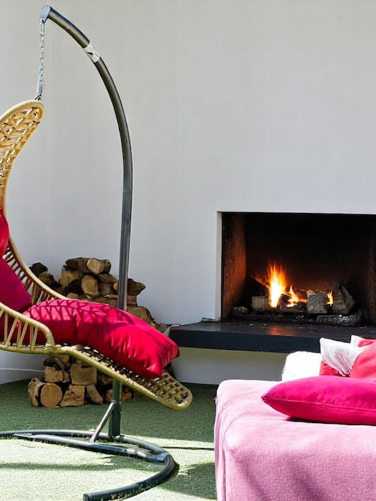 Leagăn De Grădină Din Rattan Roșu Cu Pernă 85x65x115cm Leagăn De Grădină Din Rattan Roșu Cu Pernă 85x65x115cm