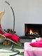 Hängende Garten-Schaukeln Rattan Rote Kissen 85x65x115cm