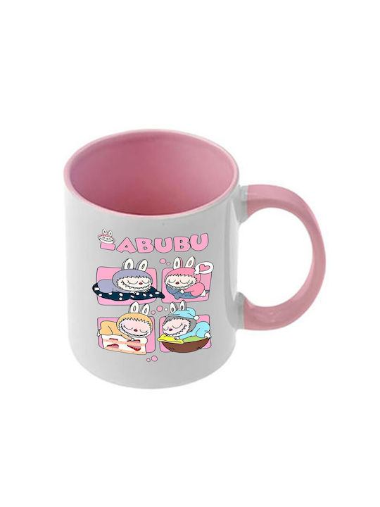Κούπα Labubu Ροζ Λαβή Εσωτερικό