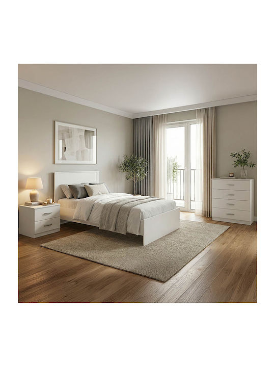 Athos Bedroom Furniture Set White With Slats 90...