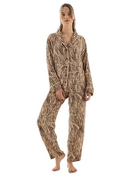 GoldenBay Winter Women's Pyjama Set Brown