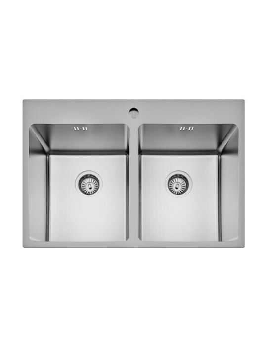 Finetto Ένθετος Νεροχύτης Inox Σατινέ Μ77xΠ51cm Ασημί